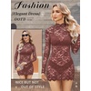 image:imageAvidlove Women Sexy Sheer Lace Bodycon Mini Dress Long Sleeve Mock Neck Cocktail Party Dresses See Through Lingerie OutfitDeep Purple Red