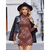 image:imageAvidlove Women Sexy Sheer Lace Bodycon Mini Dress Long Sleeve Mock Neck Cocktail Party Dresses See Through Lingerie OutfitDeep Purple Red