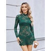 image:imageAvidlove Women Sexy Sheer Lace Bodycon Mini Dress Long Sleeve Mock Neck Cocktail Party Dresses See Through Lingerie OutfitGreen