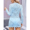 image:imageAvidlove Women Sexy Sheer Lace Bodycon Mini Dress Long Sleeve Mock Neck Cocktail Party Dresses See Through Lingerie OutfitLight Blue
