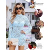 image:imageAvidlove Women Sexy Sheer Lace Bodycon Mini Dress Long Sleeve Mock Neck Cocktail Party Dresses See Through Lingerie OutfitLight Blue