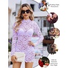 image:imageAvidlove Women Sexy Sheer Lace Bodycon Mini Dress Long Sleeve Mock Neck Cocktail Party Dresses See Through Lingerie OutfitLilac