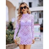 image:imageAvidlove Women Sexy Sheer Lace Bodycon Mini Dress Long Sleeve Mock Neck Cocktail Party Dresses See Through Lingerie OutfitLilac