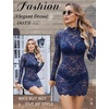 image:imageAvidlove Women Sexy Sheer Lace Bodycon Mini Dress Long Sleeve Mock Neck Cocktail Party Dresses See Through Lingerie OutfitNavy Blue