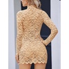 image:imageAvidlove Women Sexy Sheer Lace Bodycon Mini Dress Long Sleeve Mock Neck Cocktail Party Dresses See Through Lingerie OutfitNude