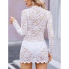 image:imageAvidlove Women Sexy Sheer Lace Bodycon Mini Dress Long Sleeve Mock Neck Cocktail Party Dresses See Through Lingerie OutfitWhite