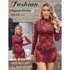 image:imageAvidlove Women Sexy Sheer Lace Bodycon Mini Dress Long Sleeve Mock Neck Cocktail Party Dresses See Through Lingerie OutfitWine Red