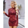 image:imageAvidlove Women Sexy Sheer Lace Bodycon Mini Dress Long Sleeve Mock Neck Cocktail Party Dresses See Through Lingerie OutfitWine Red