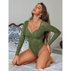 image:imageAvidlove Womens Bodysuits Long Sleeve Body Suits Womens Lace Going Out Tops One Piece Bodysuits for Women with Snap CrotchArmy Green