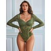 image:imageAvidlove Womens Bodysuits Long Sleeve Body Suits Womens Lace Going Out Tops One Piece Bodysuits for Women with Snap CrotchArmy Green