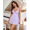image:imageAvidlove Womens Nightgown Sexy Lingerie Sleepwear Lace Chemise Modal Babydoll Slip NightiesLilac