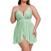 image:imageAvidlove Plus Size Lingerie for Women Sexy Lingerie Dress Lace Babydoll Lingerie VNeck Open Front Strap NightdressIce Green