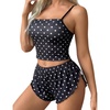image:imageAvidlove Women Cami Ribbed Pajama Set Sexy Side Slit Sleepwear Soft Lingerie 2 Piece PJ SetBlack Polka Dots