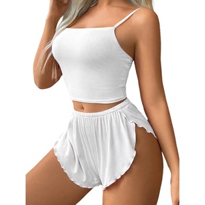 image:imageAvidlove Women Cami Ribbed Pajama Set Sexy Side Slit Sleepwear Soft Lingerie 2 Piece PJ SetWhite