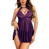 image:imageAvidlove Lingerie For Women Lace Babydoll Sexy Chemise Halter Nightwear Mesh SleepwearPurple