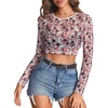 image:imageAvidlove Womens Mesh Tops Long Sleeve See Through Tee Shirt Crop Sheer Blouse Sexy Clubwear XS4XLAflag