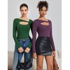 image:imageAvidlove Women Long Sleeve Bodysuit Scoop Neck Cutout Thong Body Suits Double Lined Slim Fitted Leotard Going Out TopsPurple