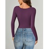 image:imageAvidlove Women Long Sleeve Bodysuit Scoop Neck Cutout Thong Body Suits Double Lined Slim Fitted Leotard Going Out TopsPurple