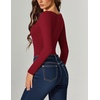 image:imageAvidlove Women Long Sleeve Bodysuit Scoop Neck Cutout Thong Body Suits Double Lined Slim Fitted Leotard Going Out TopsWine Red