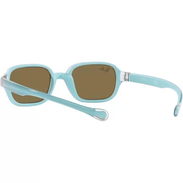 RayBan Kids Rj9074s Rectangular SunglassesLight Blue on Rubber Light BlueDark Brown