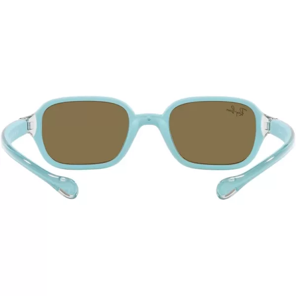 RayBan Kids Rj9074s Rectangular SunglassesLight Blue on Rubber Light BlueDark Brown