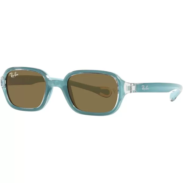 RayBan Kids Rj9074s Rectangular SunglassesLight Blue on Rubber Light BlueDark Brown