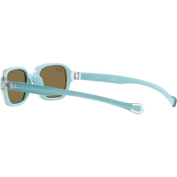 RayBan Kids Rj9074s Rectangular SunglassesLight Blue on Rubber Light BlueDark Brown