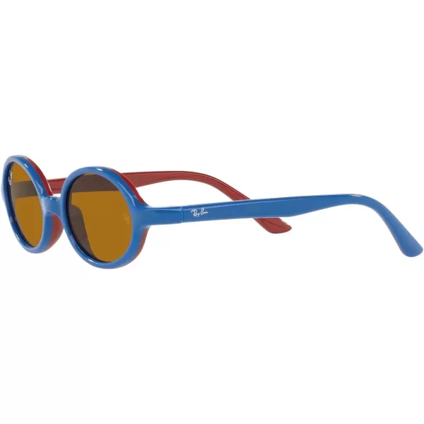 RayBan Kids Rj9145s Oval SunglassesBlue on Rubber RedBrown