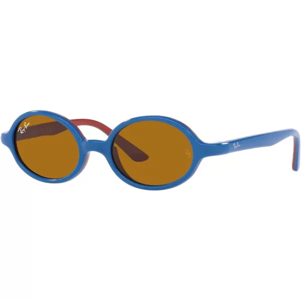 RayBan Kids Rj9145s Oval SunglassesBlue on Rubber RedBrown