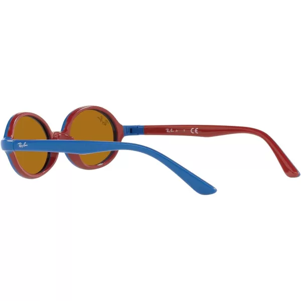 RayBan Kids Rj9145s Oval SunglassesBlue on Rubber RedBrown