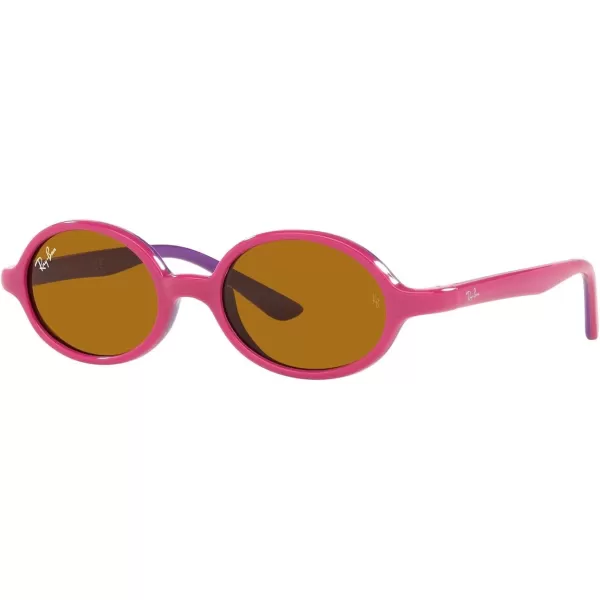 RayBan Kids Rj9145s Oval SunglassesFuchsia on Rubber VioletBrown