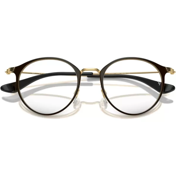 RayBan Kids Ry1053 Round Prescription Eyeglass FramesBlack on GoldDemo Lens