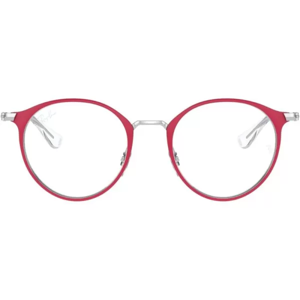 RayBan Kids Ry1053 Round Prescription Eyeglass FramesRed on SilverDemo Lens