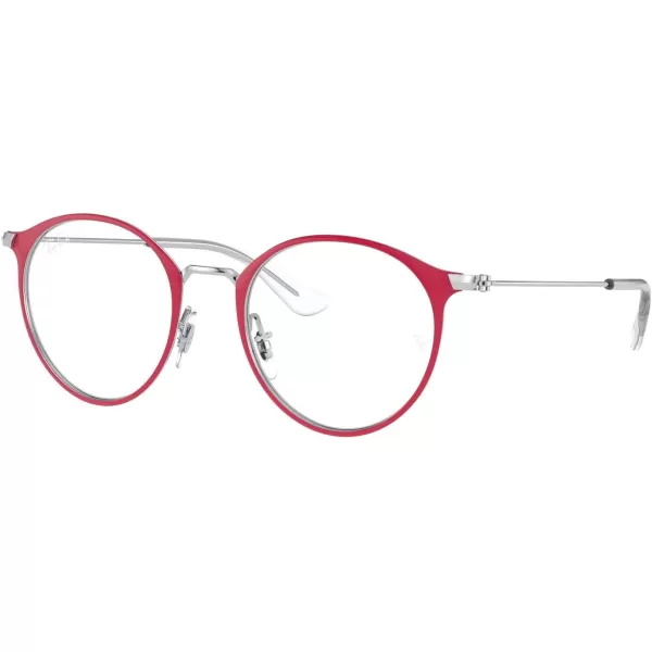 RayBan Kids Ry1053 Round Prescription Eyeglass FramesRed on SilverDemo Lens