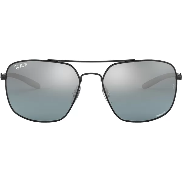 RayBan Mens RB8322ch Chromance Mirrored Square SunglassesBlackBlue Mirrored Silver