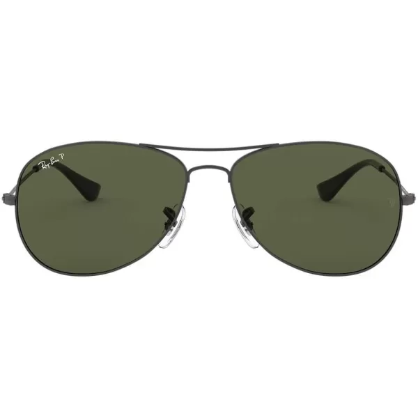 RayBan Mens Rb3362 Cockpit Aviator SunglassesGunmetalG15 Green Polarized