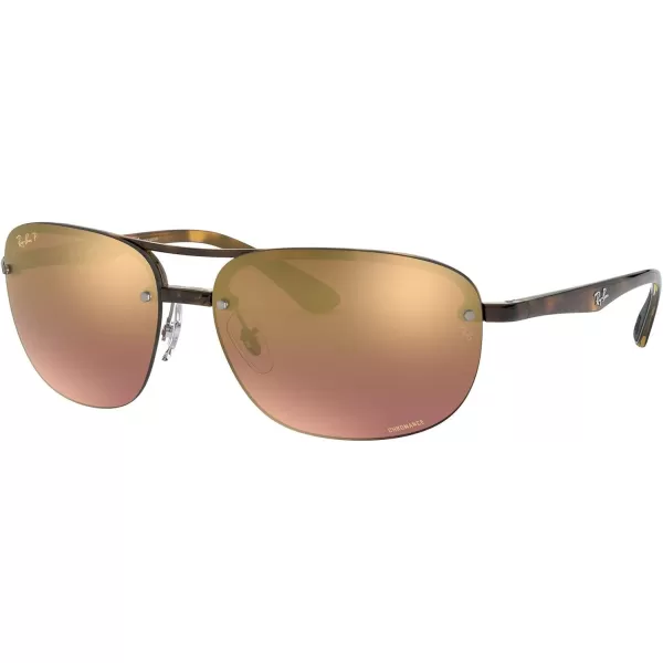 RayBan Mens Rb4275ch Chromance Square SunglassesLight HavanaPolarized Purple Mirrored Gold Gradient