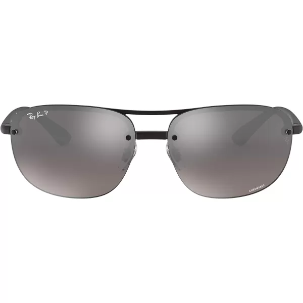 RayBan Mens Rb4275ch Chromance Square SunglassesMatte BlackPolarized Grey Mirrored Silver