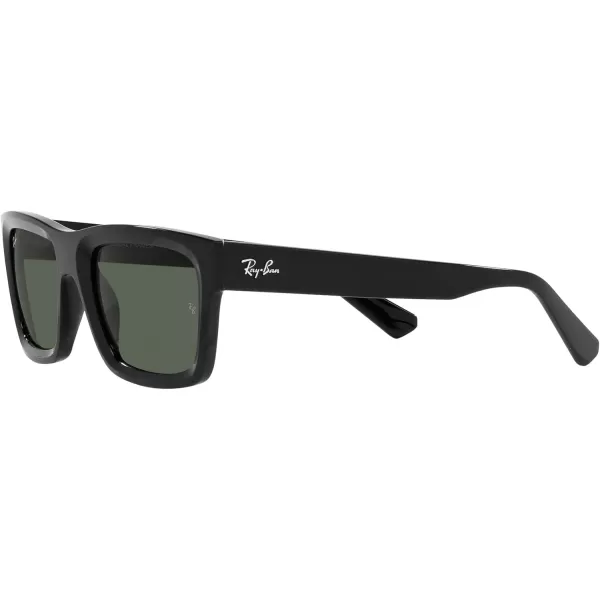 RayBan Mens Rb4396f Warren Low Bridge Fit Rectangular SunglassesBlackDark Green