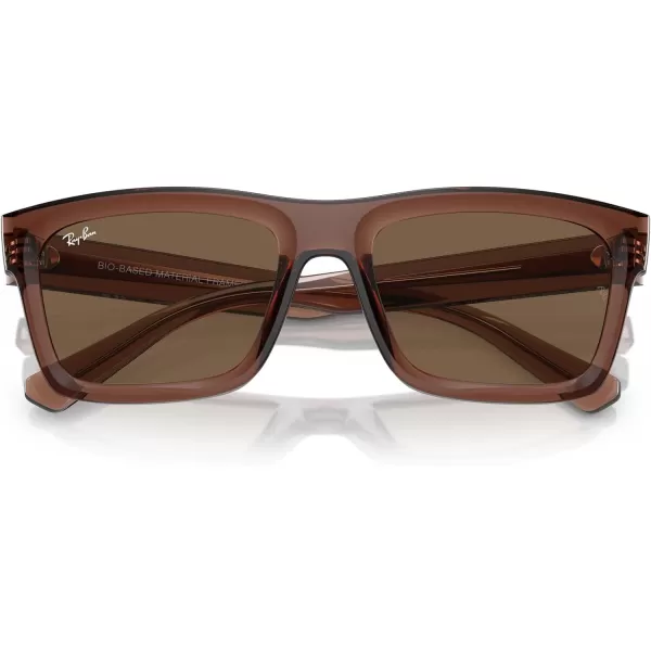 RayBan Mens Rb4396f Warren Low Bridge Fit Rectangular SunglassesTransparent BrownDark Brown