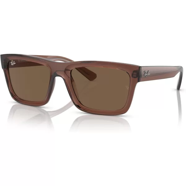 RayBan Mens Rb4396f Warren Low Bridge Fit Rectangular SunglassesTransparent BrownDark Brown