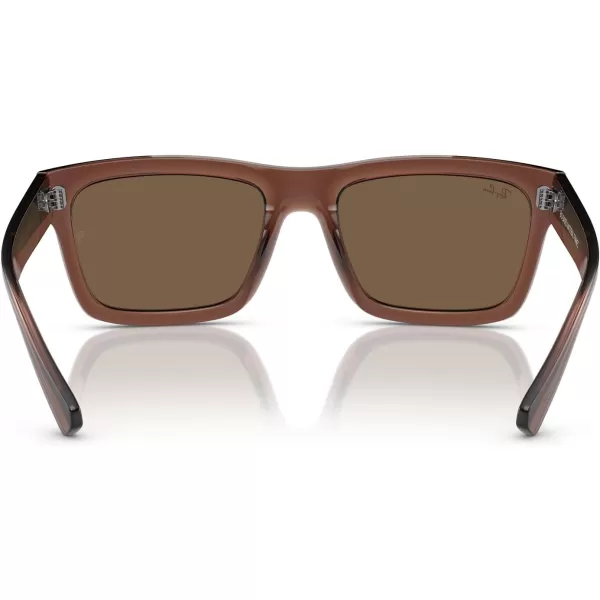 RayBan Mens Rb4396f Warren Low Bridge Fit Rectangular SunglassesTransparent BrownDark Brown