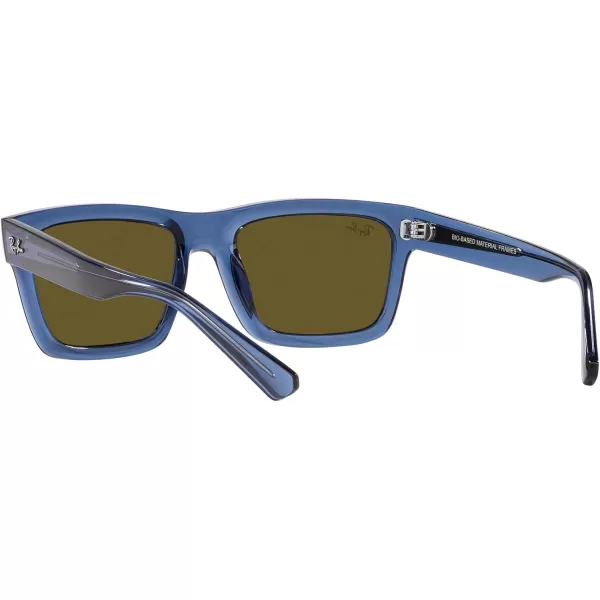 RayBan Mens Rb4396f Warren Low Bridge Fit Rectangular SunglassesTransparent Dark BlueDark Brown