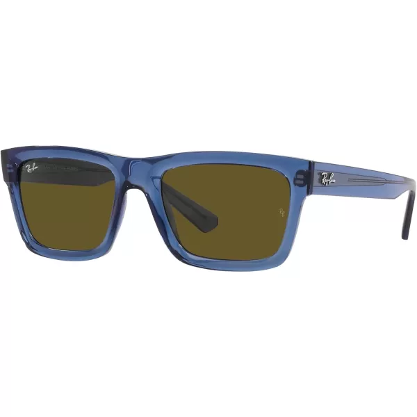 RayBan Mens Rb4396f Warren Low Bridge Fit Rectangular SunglassesTransparent Dark BlueDark Brown