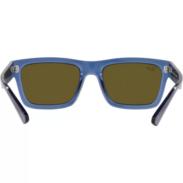 RayBan Mens Rb4396f Warren Low Bridge Fit Rectangular SunglassesTransparent Dark BlueDark Brown