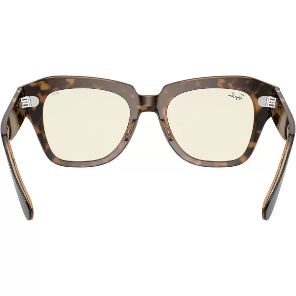 RayBan RB2186 State Street Square SunglassesHavana on Transparent Light BrownClear to Grey Photochromic Blue Light Filtering