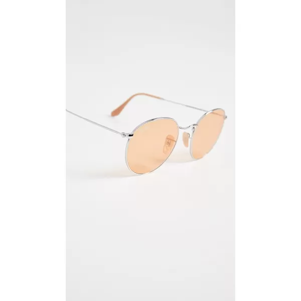 RayBan RB3447 Round Metal Evolve Photochromic SunglassesSilverOrange