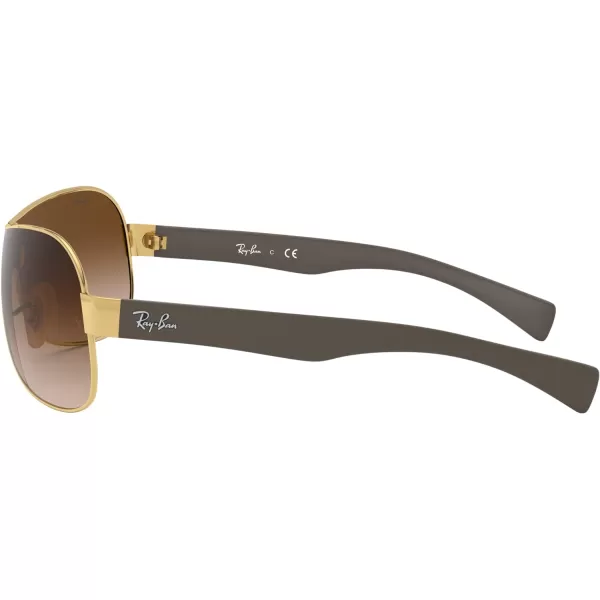 RayBan RB3471 Shield SunglassesGoldBrown Gradient Dark Brown