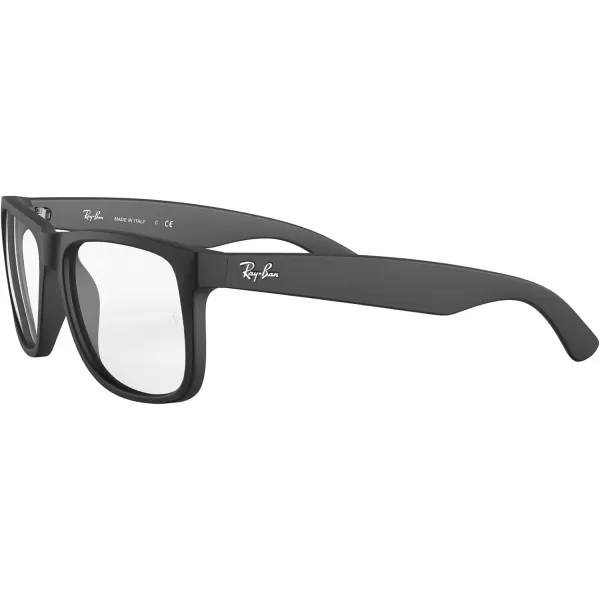 RayBan RB4165 Justin Rectangular SunglassesRubber BlackClear