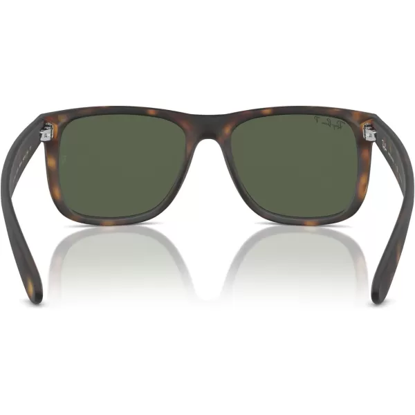 RayBan RB4165 Justin Rectangular SunglassesRubber HavanaDark Green Polarized